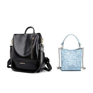 Cow Leather Backpack Purse for Women and Miny Vegan Leather Bucket💕